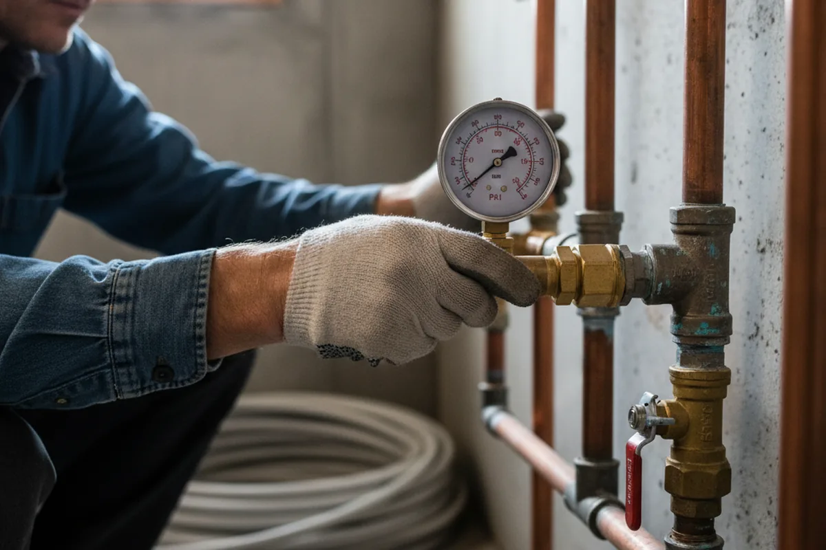 Pressure testing a repaired line during Water Line Repair in Glenoma